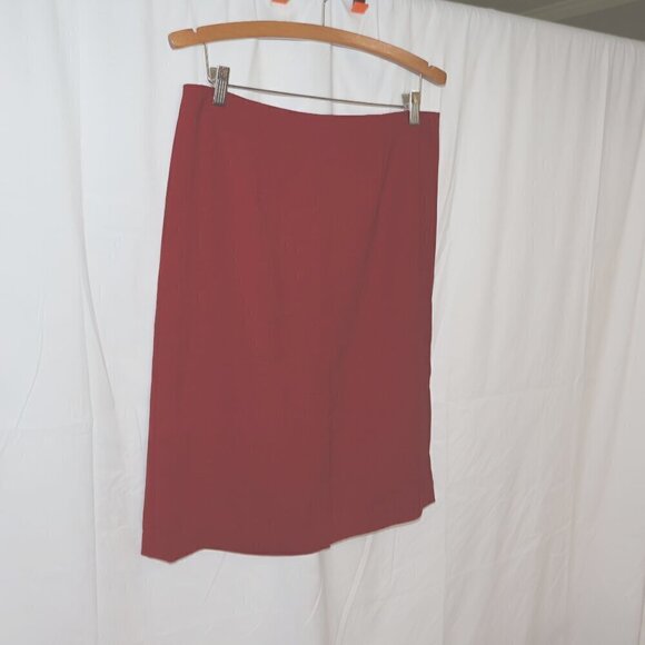 Unbranded Lined Polyester Skirt Kick Pleat Side Zip Hidden Cranberry - Picture 3 of 11